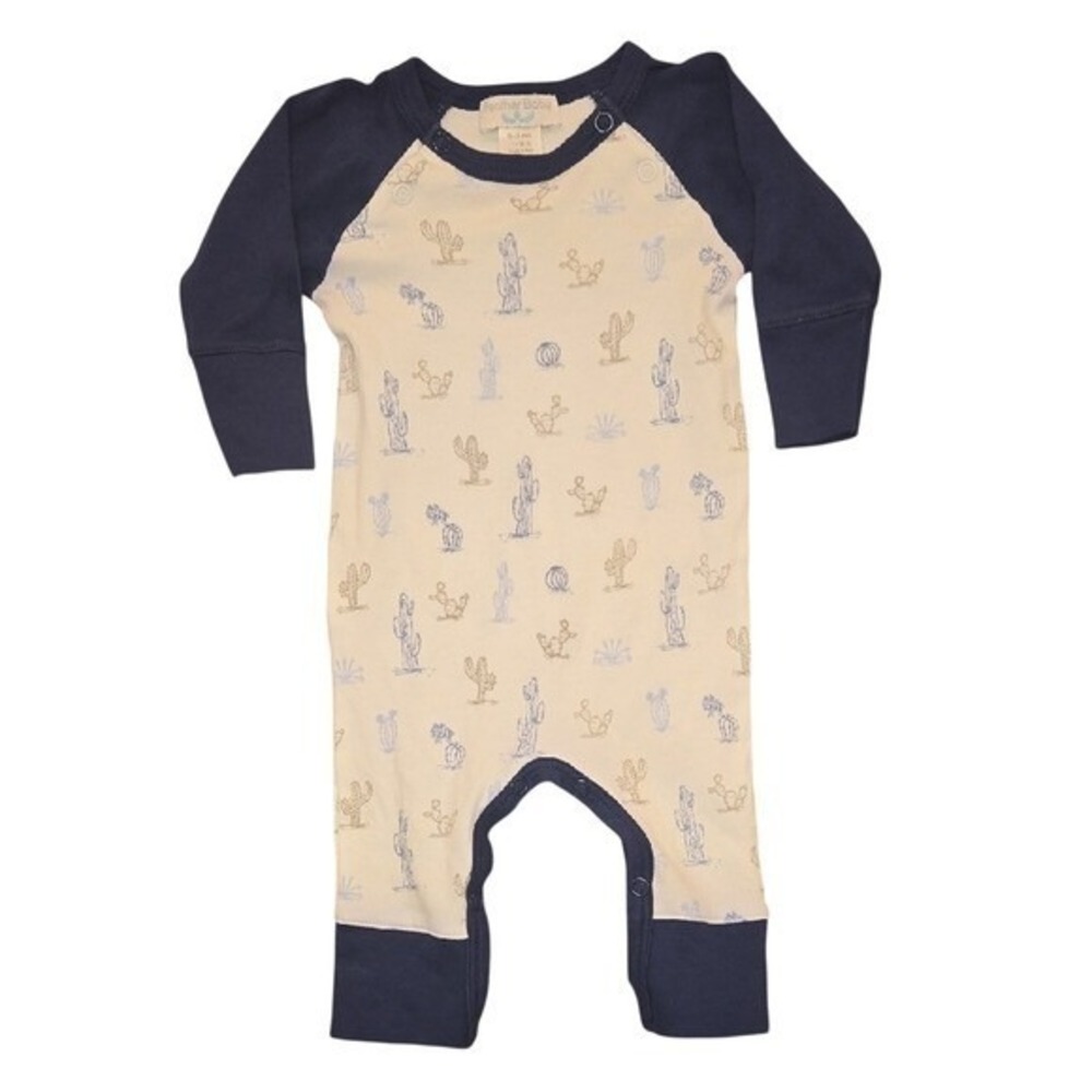 100% Pima Cotton Bodysuit Snap Boy 0-3 Months Cactus Succulent Long Sleeve Boho